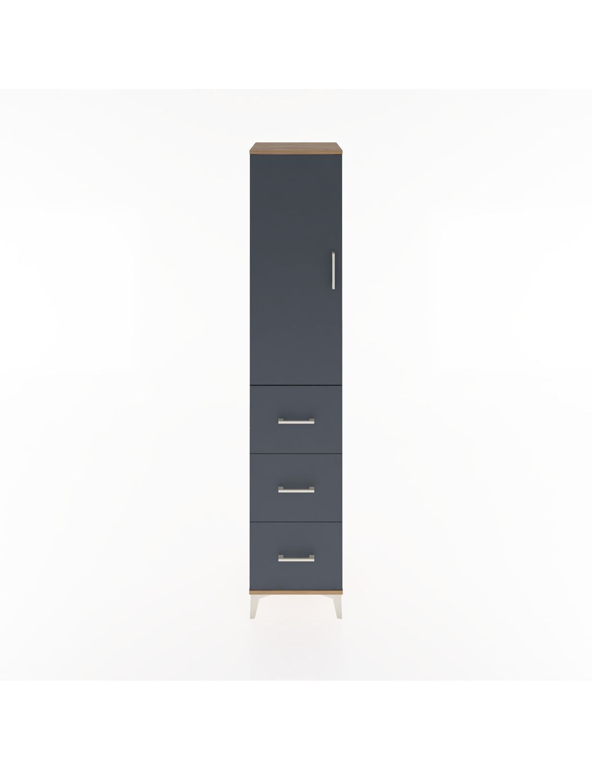 Hyperion Dolap 2 Raflı 3 Çekmeceli Tek Askılı 44x44x221 Çam-Antrasit