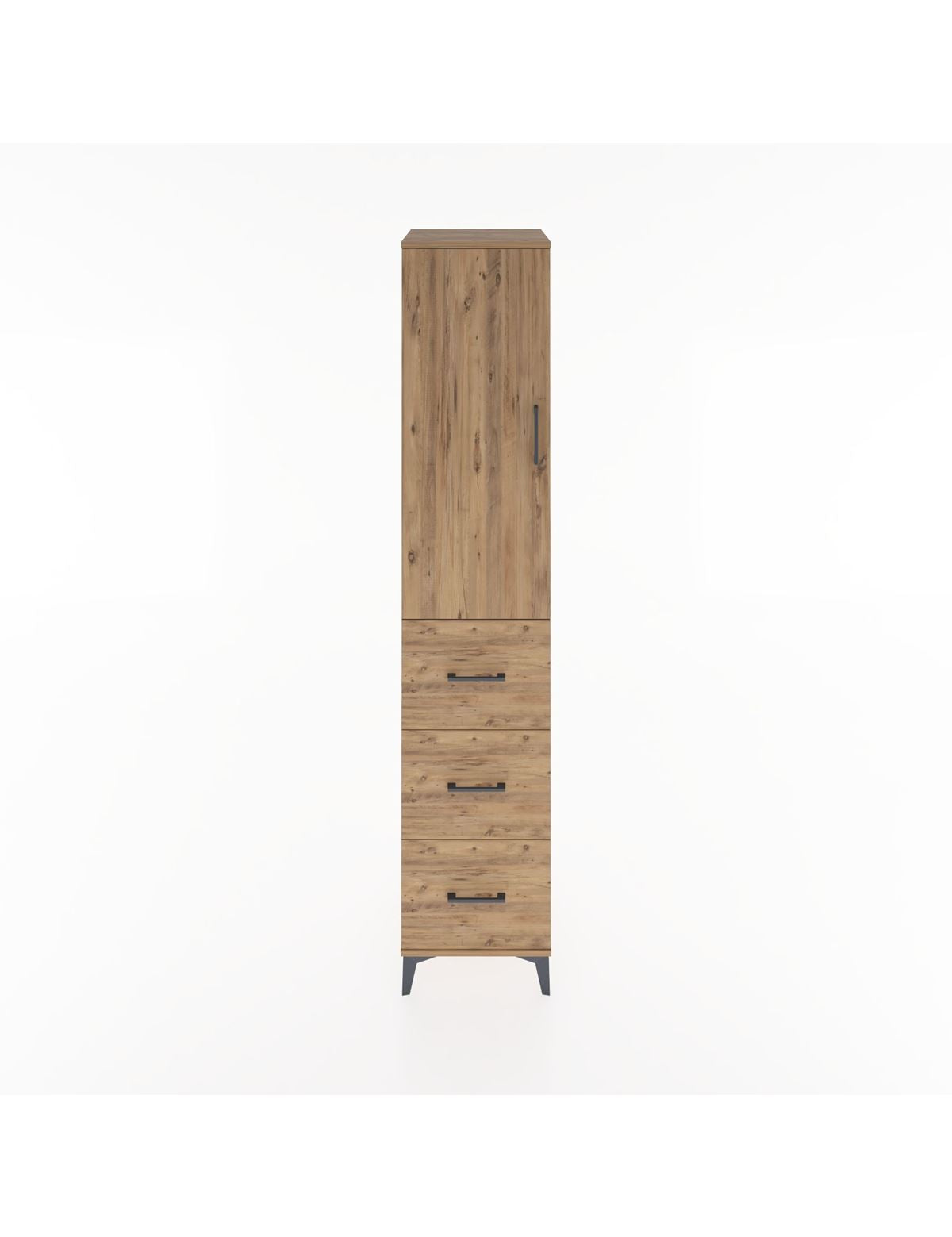 Hyperion Dolap 2 Raflı 3 Çekmeceli Tek Askılı 44x44x221 Çam-Çam