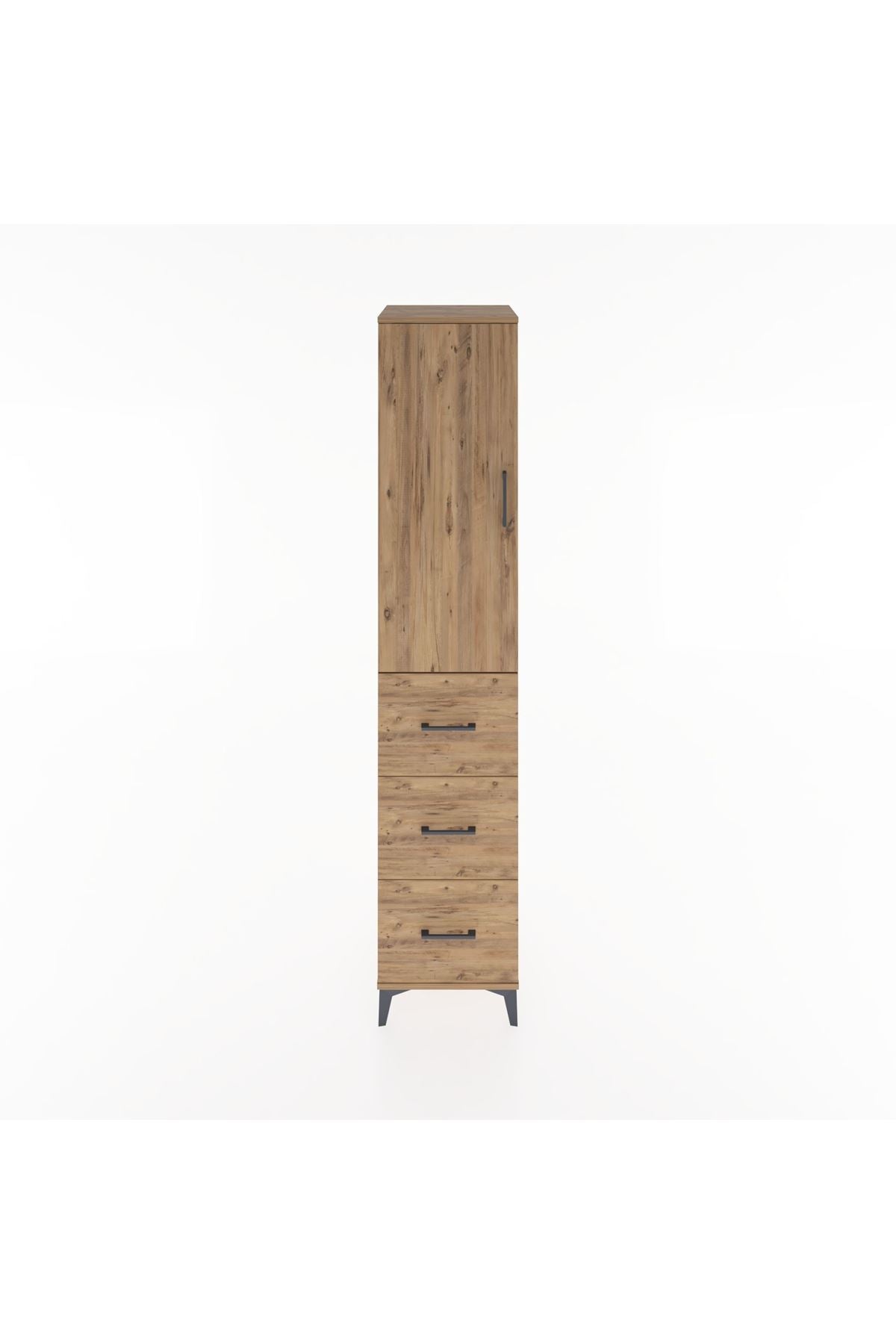 Hyperion Dolap 2 Raflı 3 Çekmeceli Tek Askılı 44x44x221 Çam-Çam