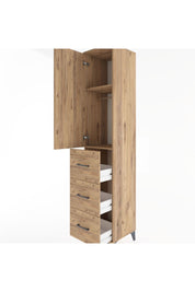 Hyperion Dolap 2 Raflı 3 Çekmeceli Tek Askılı 44x44x221 Çam-Çam