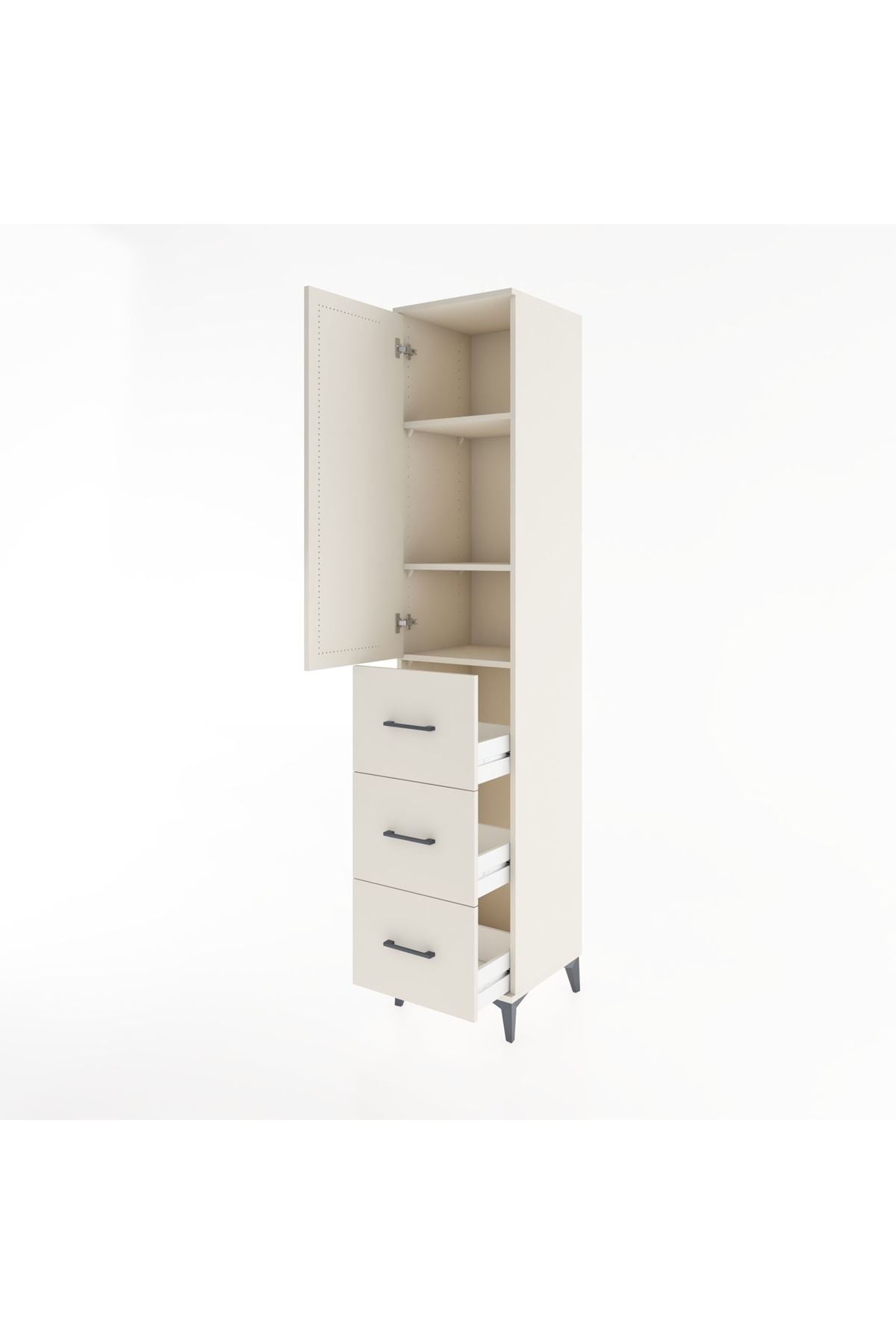 Hyperion Dolap 3 Raflı 3 Çekmeceli Tek Kapaklı 44x44x221 Aytaşı-Aytaşı