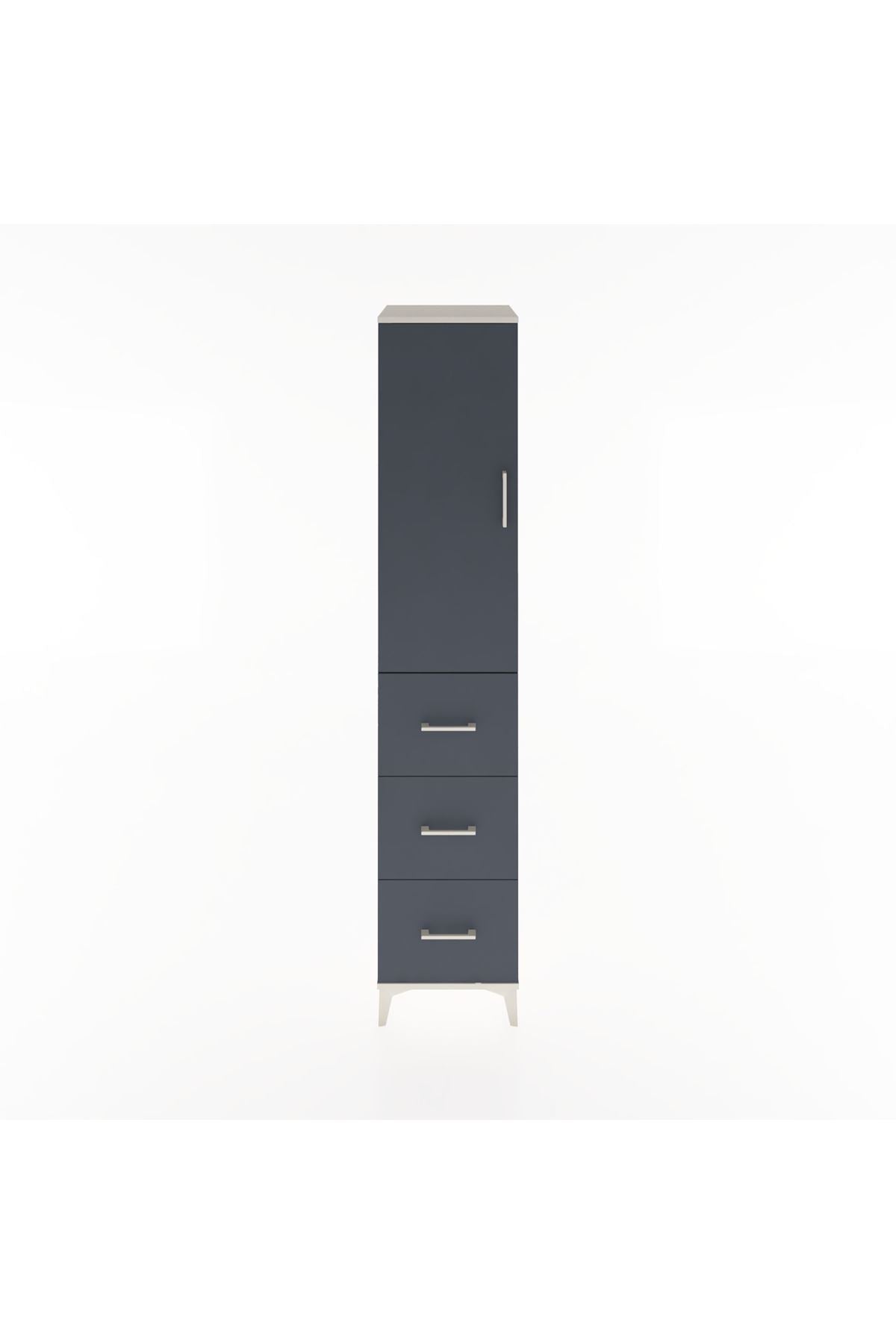 Hyperion Dolap 3 Raflı 3 Çekmeceli Tek Kapaklı 44x44x221 Aytaşı-Antrasit