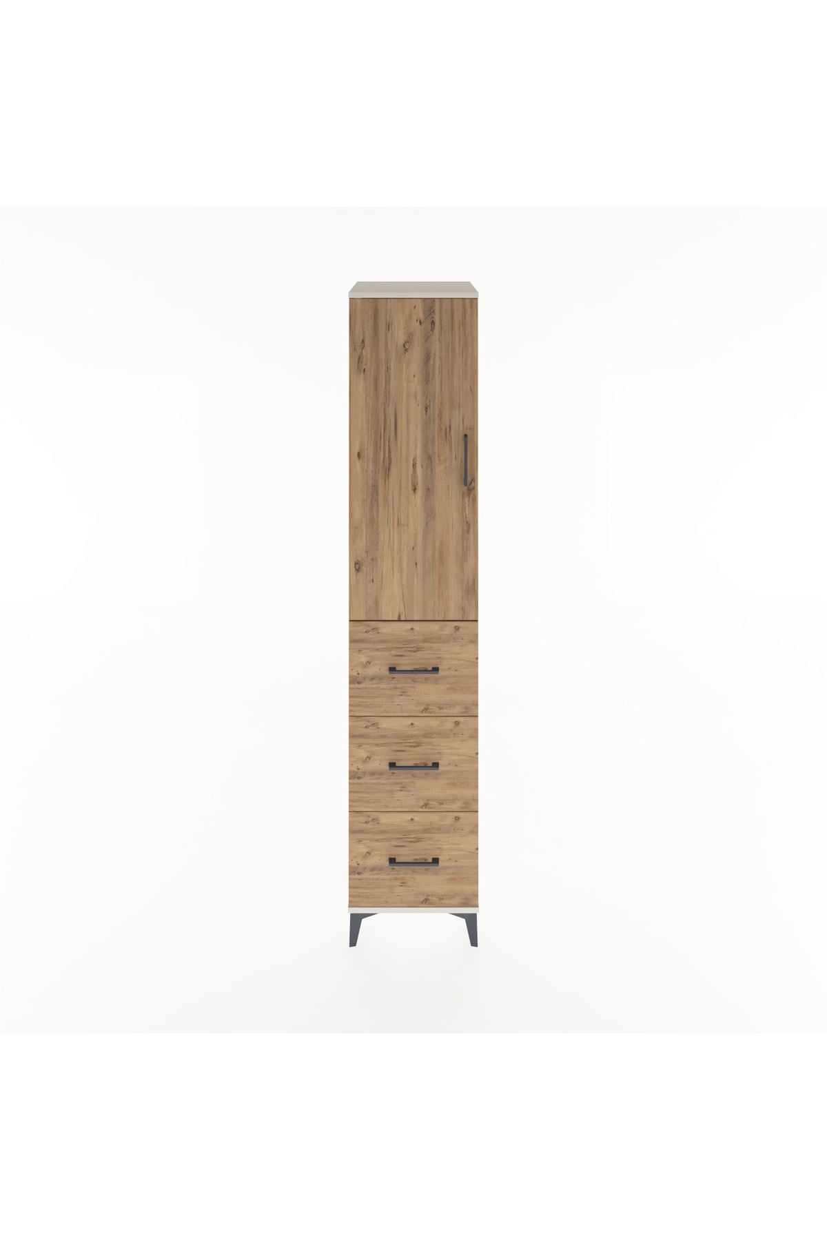 Hyperion Dolap 3 Raflı 3 Çekmeceli Tek Kapaklı 44x44x221 Aytaşı-Çam