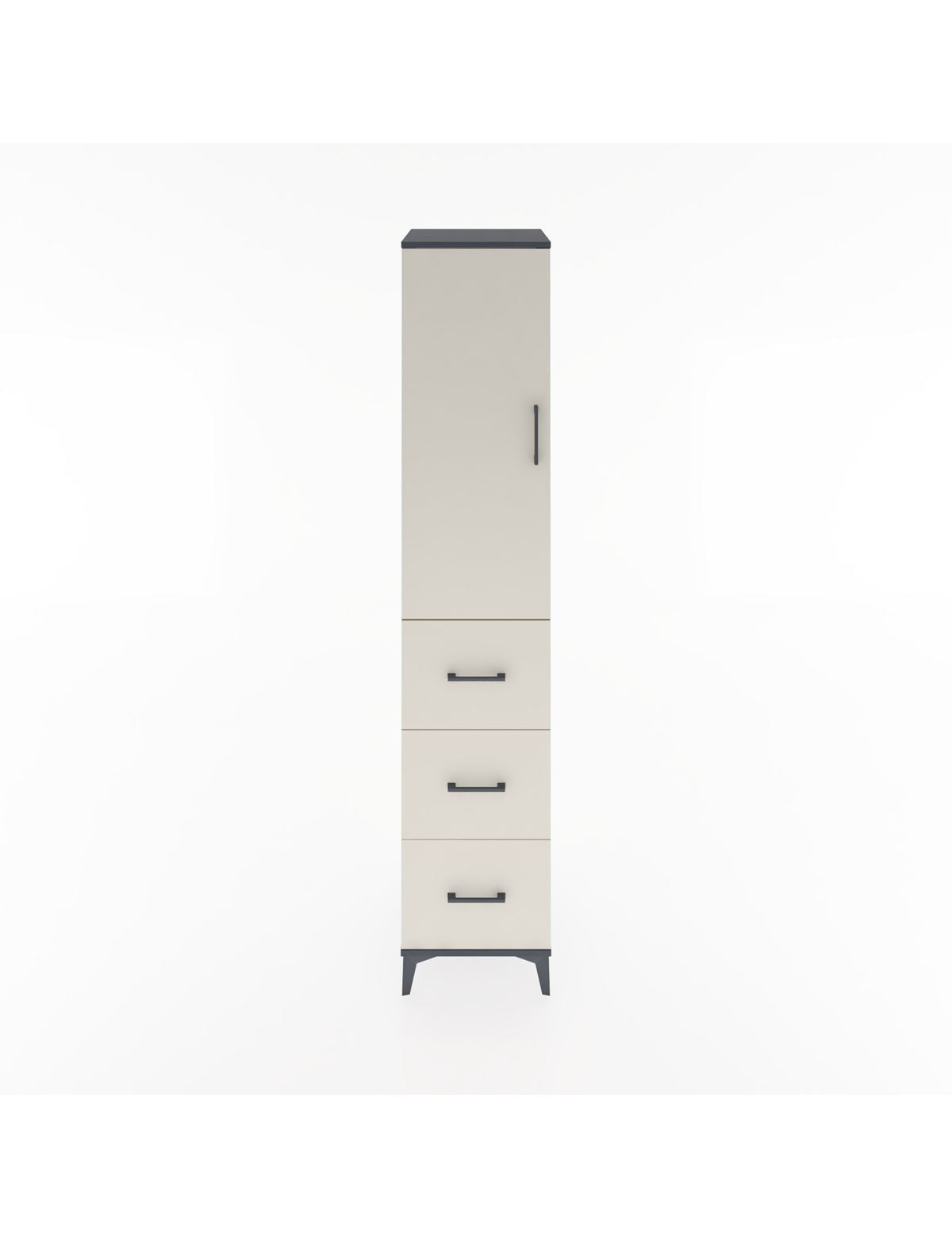 Hyperion Dolap 3 Raflı 3 Çekmeceli Tek Kapaklı 44x44x221 Antrasit-Aytaşı