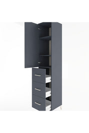 Hyperion Dolap 3 Raflı 3 Çekmeceli Tek Kapaklı 44x44x221 Antrasit-Antrasit