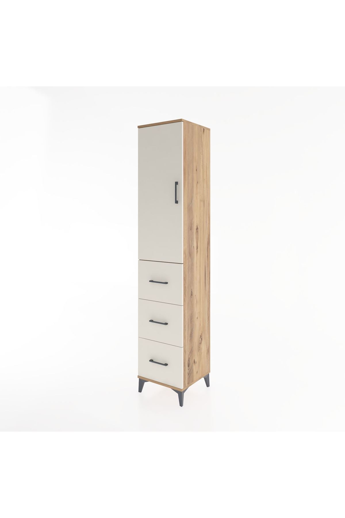 Hyperion Dolap 3 Raflı 3 Çekmeceli Tek Kapaklı 44x44x221 Çam-Aytaşı