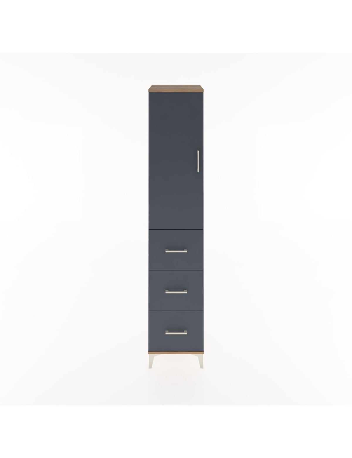 Hyperion Dolap 3 Raflı 3 Çekmeceli Tek Kapaklı 44x44x221 Çam-Antrasit