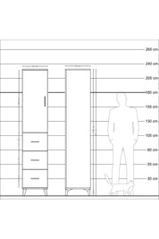 Hyperion Dolap 3 Raflı 3 Çekmeceli Tek Kapaklı 44x44x221 Çam-Aytaşı