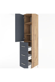 Hyperion Dolap 3 Raflı 3 Çekmeceli Tek Kapaklı 44x44x221 Çam-Antrasit