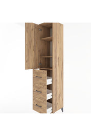 Hyperion Dolap 3 Raflı 3 Çekmeceli Tek Kapaklı 44x44x221 Çam-Çam