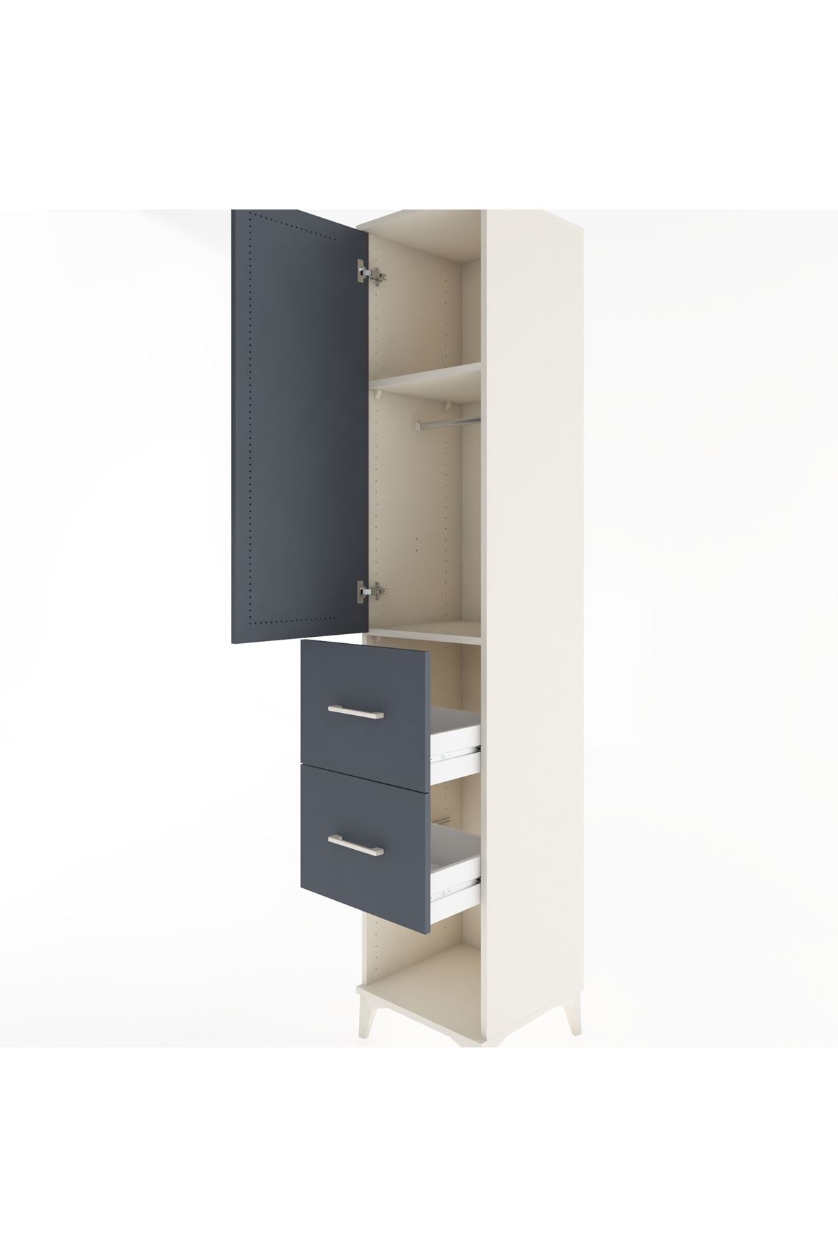 Hyperion Dolap 2 Raflı 2 Çekmeceli Tek Askılı 44x44x221 Aytaşı-Antrasit