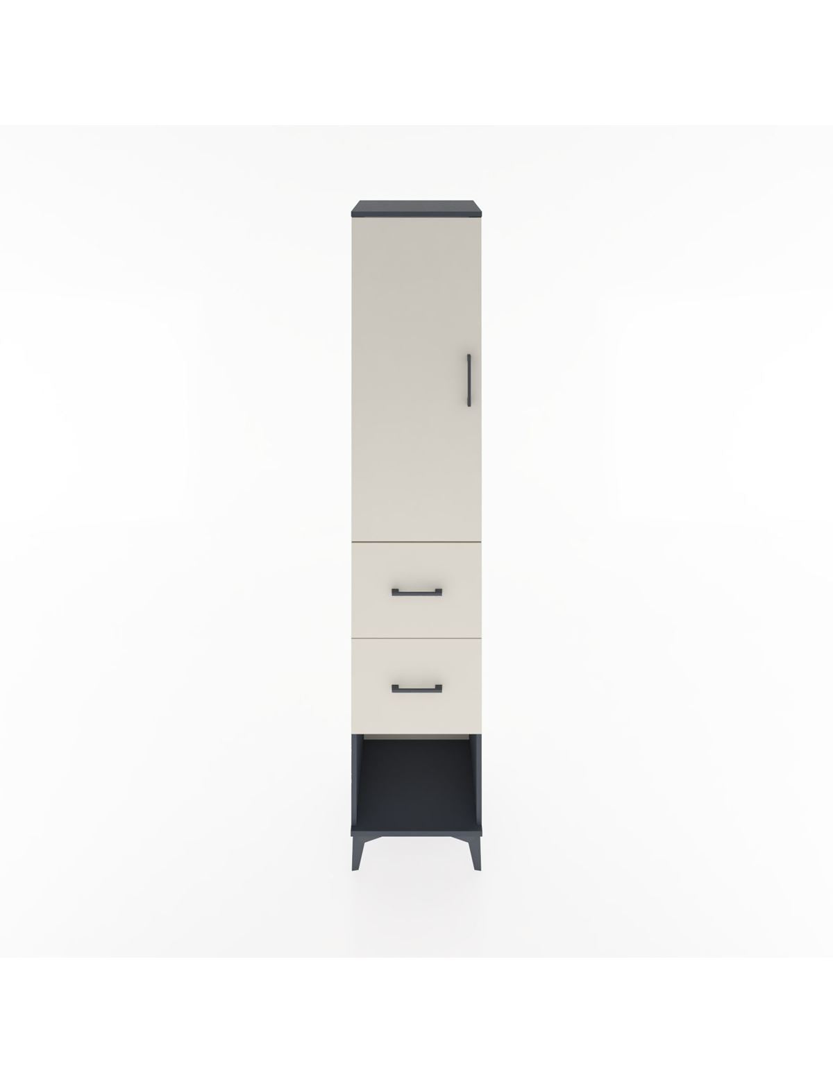 Hyperion Dolap 2 Raflı 2 Çekmeceli Tek Askılı 44x44x221 Antrasit-Aytaşı