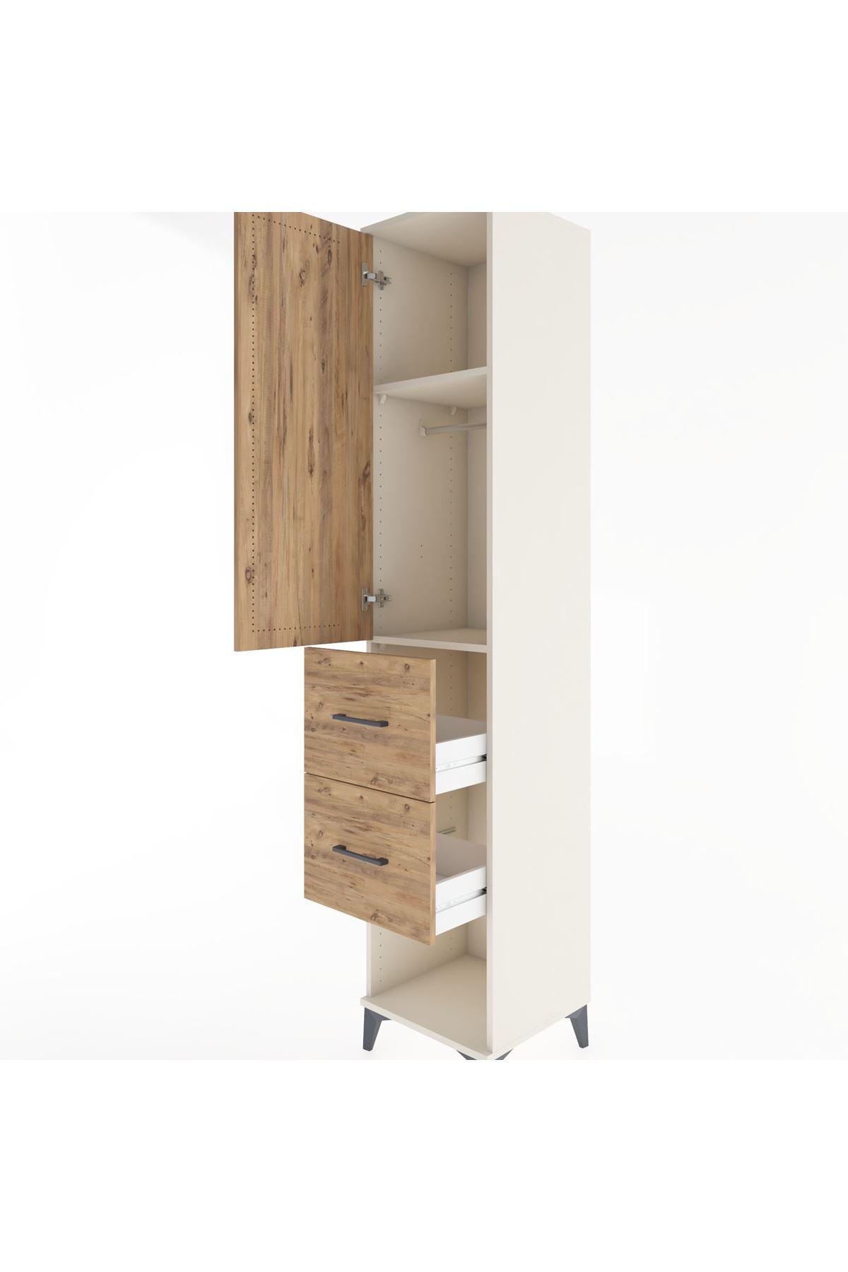 Hyperion Dolap 2 Raflı 2 Çekmeceli Tek Askılı 44x44x221 Aytaşı-Çam