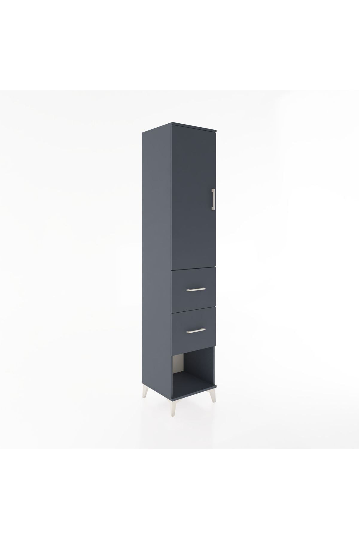 Hyperion Dolap 2 Raflı 2 Çekmeceli Tek Askılı 44x44x221 Antrasit-Antrasit