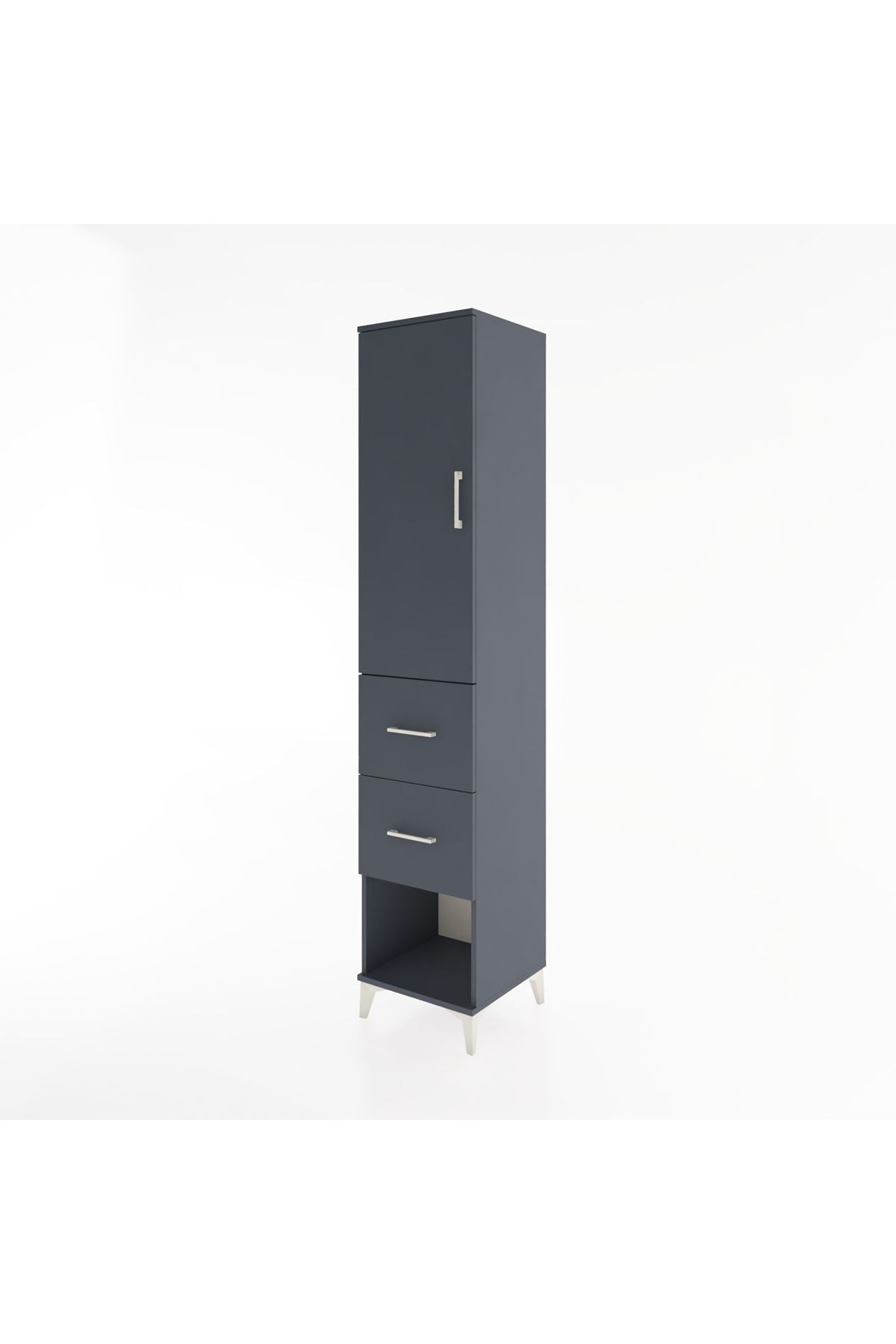 Hyperion Dolap 2 Raflı 2 Çekmeceli Tek Askılı 44x44x221 Antrasit-Antrasit