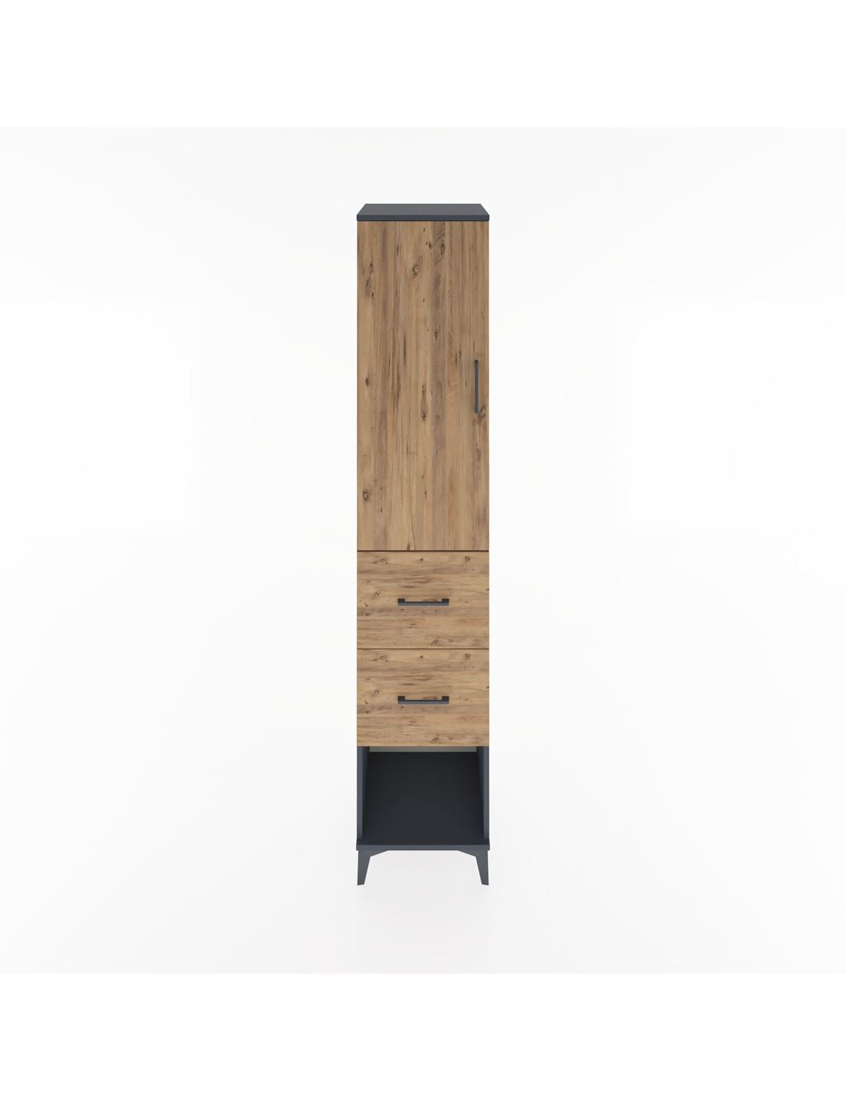 Hyperion Dolap 2 Raflı 2 Çekmeceli Tek Askılı 44x44x221 Antrasit-Çam