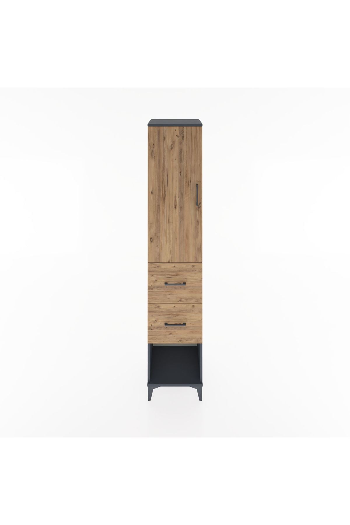 Hyperion Dolap 2 Raflı 2 Çekmeceli Tek Askılı 44x44x221 Antrasit-Çam