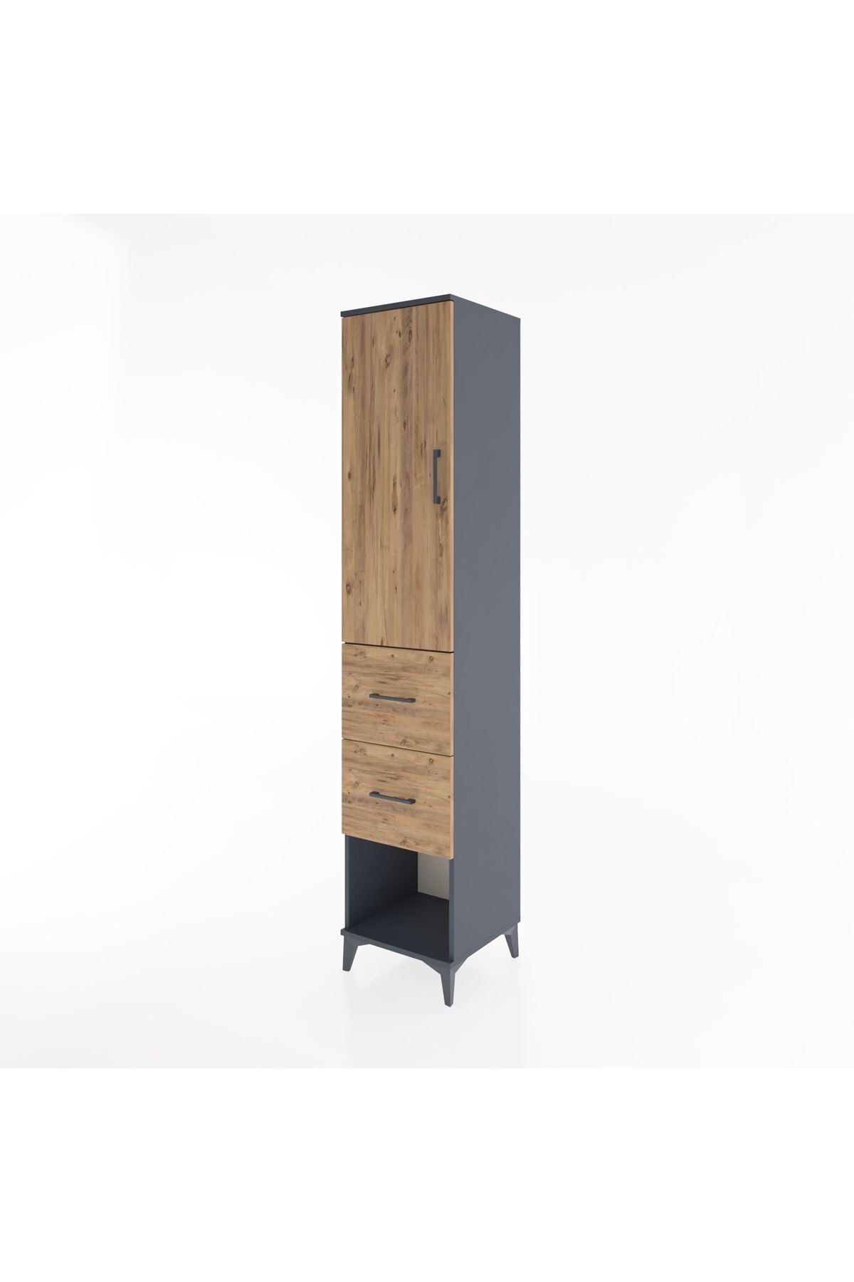 Hyperion Dolap 2 Raflı 2 Çekmeceli Tek Askılı 44x44x221 Antrasit-Çam