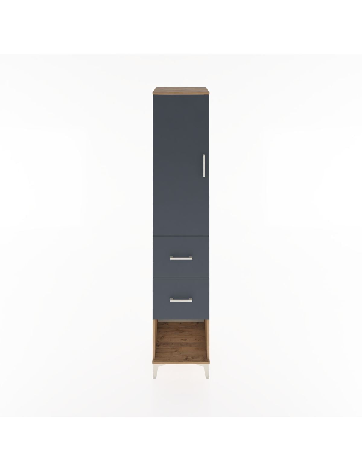 Hyperion Dolap 2 Raflı 2 Çekmeceli Tek Askılı 44x44x221 Çam-Antrasit