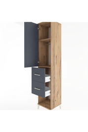 Hyperion Dolap 2 Raflı 2 Çekmeceli Tek Askılı 44x44x221 Çam-Antrasit