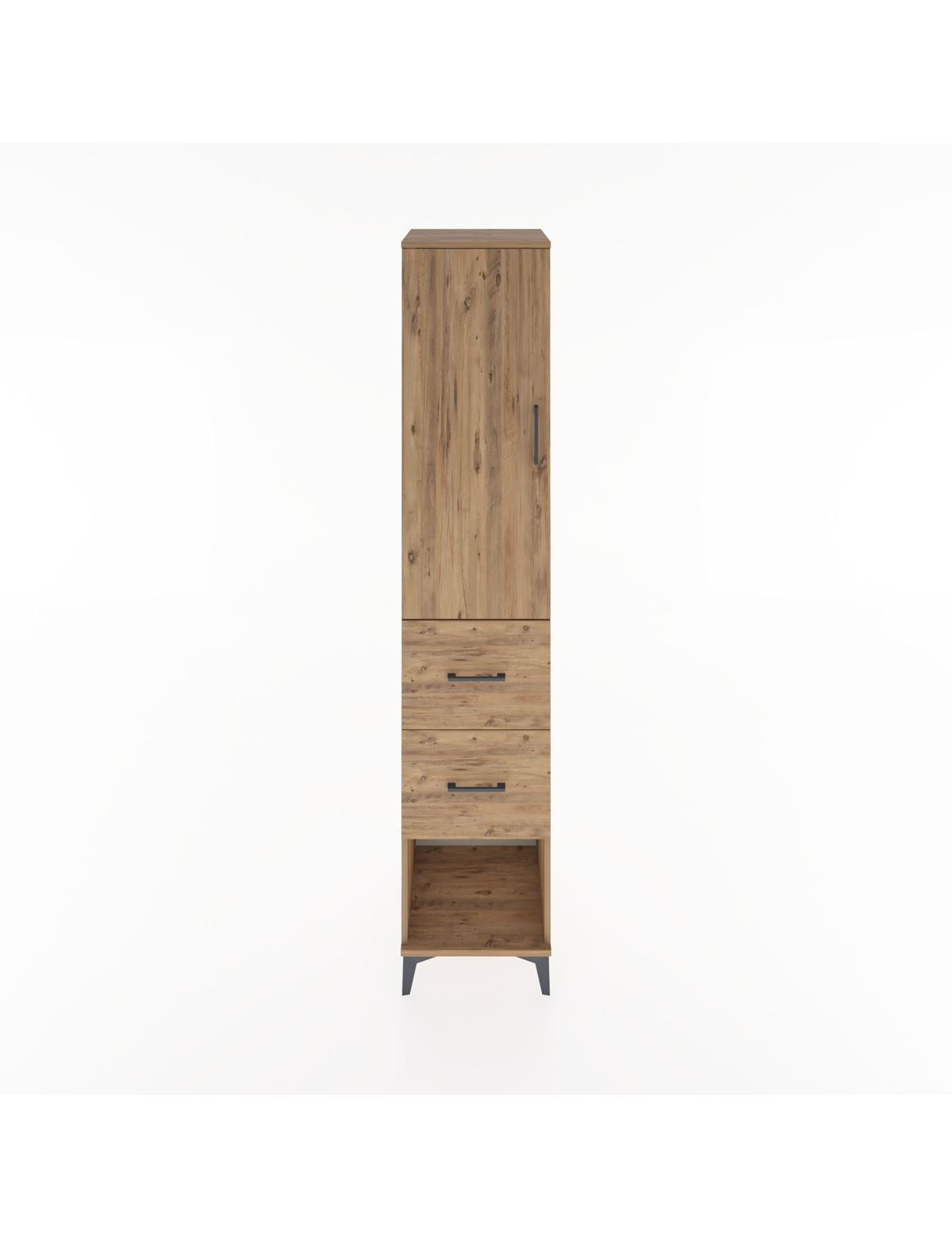 Hyperion Dolap 2 Raflı 2 Çekmeceli Tek Askılı 44x44x221 Çam-Çam