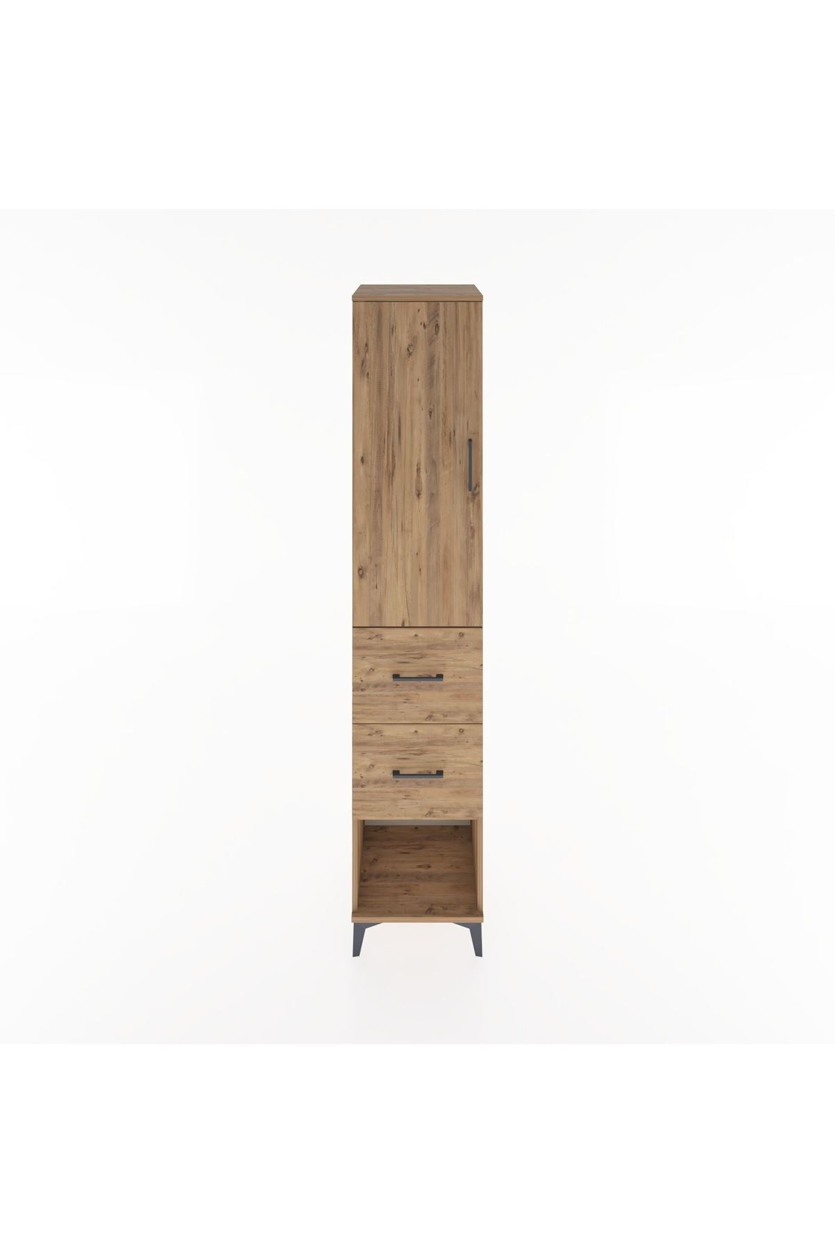 Hyperion Dolap 2 Raflı 2 Çekmeceli Tek Askılı 44x44x221 Çam-Çam