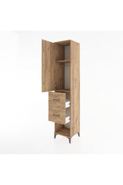 Hyperion Dolap 2 Raflı 2 Çekmeceli Tek Askılı 44x44x221 Çam-Çam