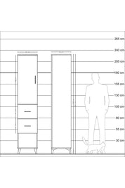 Hyperion Dolap 2 Raflı 2 Çekmeceli Tek Askılı 44x44x221 Çam-Çam
