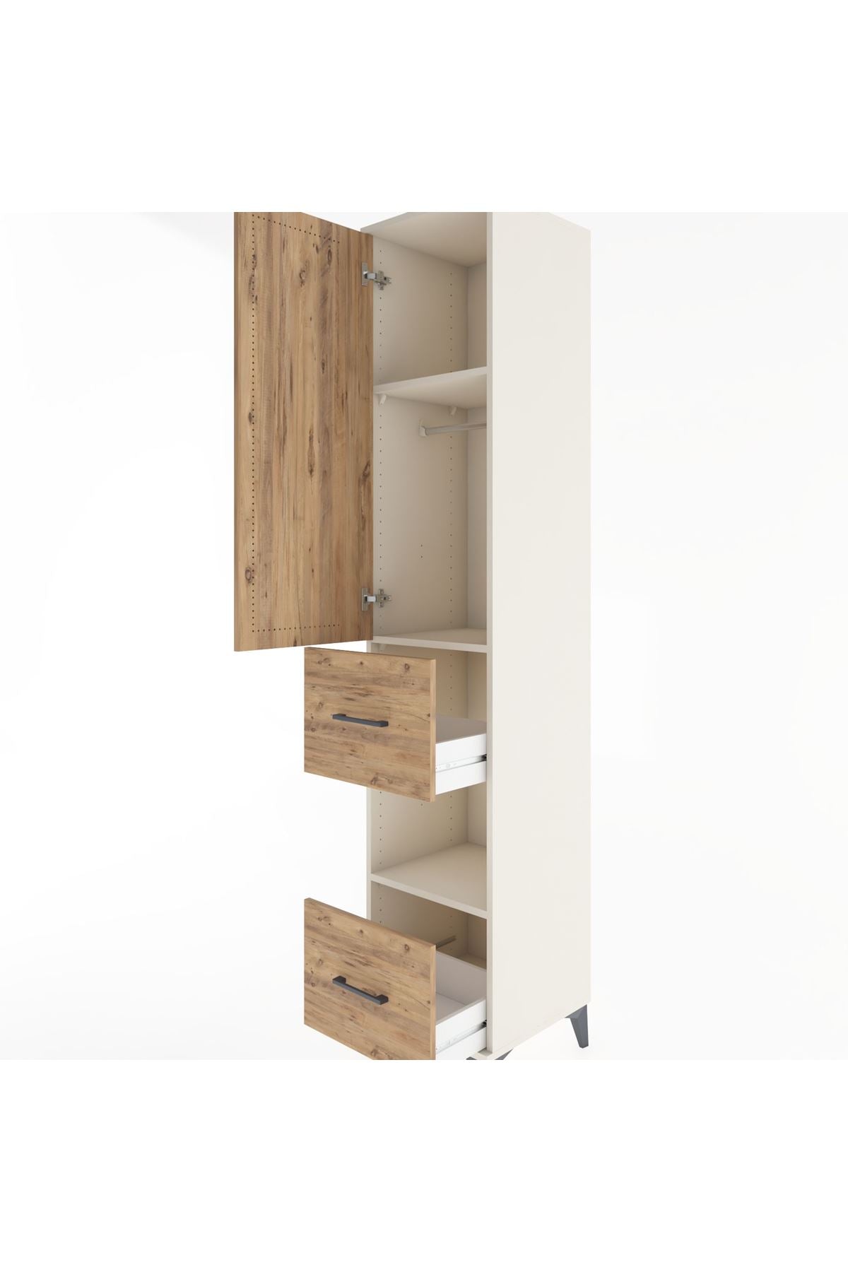 Hyperion Dolap 3 Raflı 2 Çekmeceli Tek Askılı 44x44x221 Aytaşı-Çam