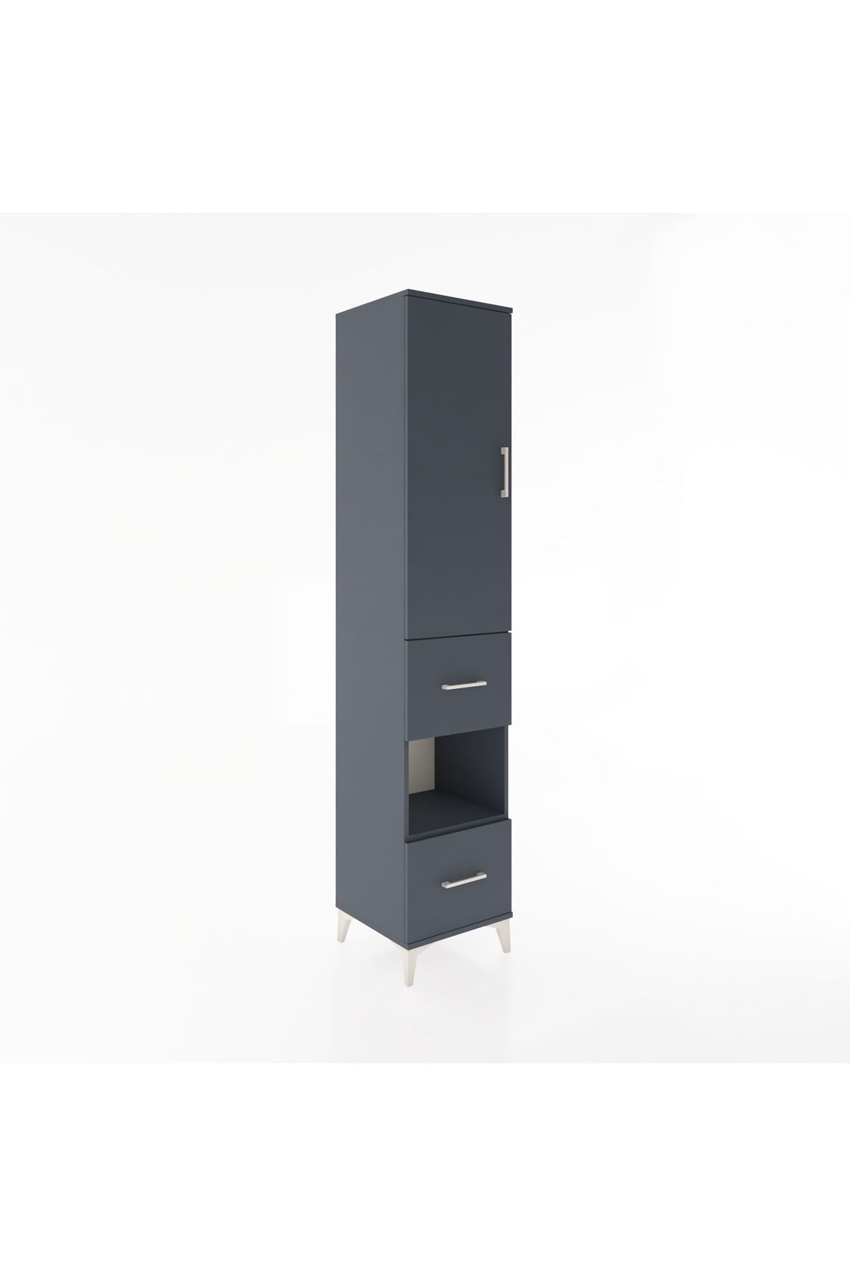 Hyperion Dolap 3 Raflı 2 Çekmeceli Tek Askılı 44x44x221 Antrasit-Antrasit