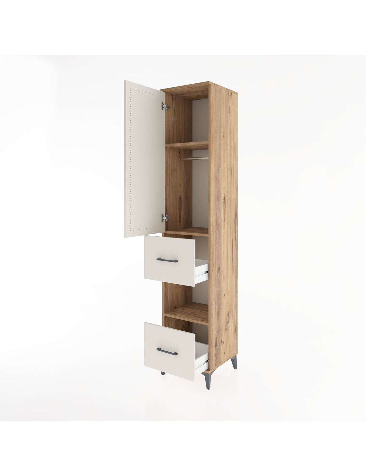 Hyperion Dolap 3 Raflı 2 Çekmeceli Tek Askılı 44x44x221 - S61M132V7B