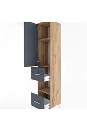 Hyperion Dolap 3 Raflı 2 Çekmeceli Tek Askılı 44x44x221 Çam-Antrasit