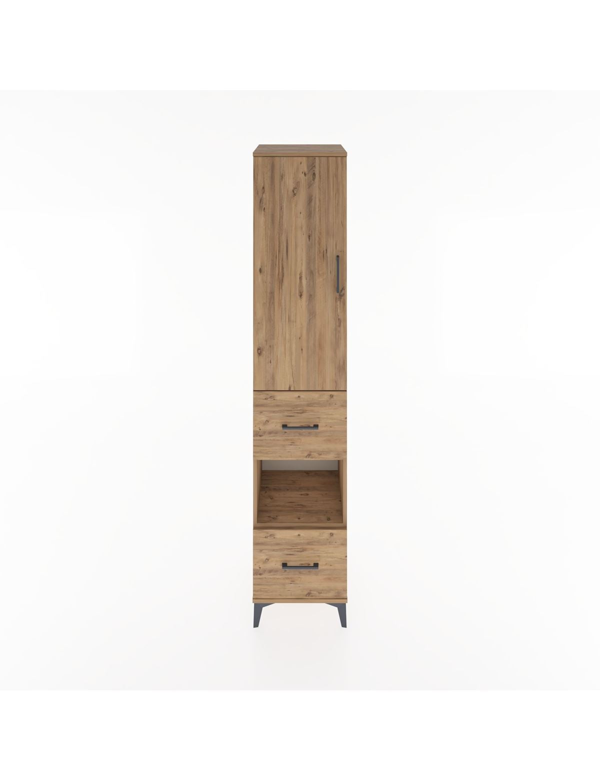 Hyperion Dolap 3 Raflı 2 Çekmeceli Tek Askılı 44x44x221 Çam-Çam