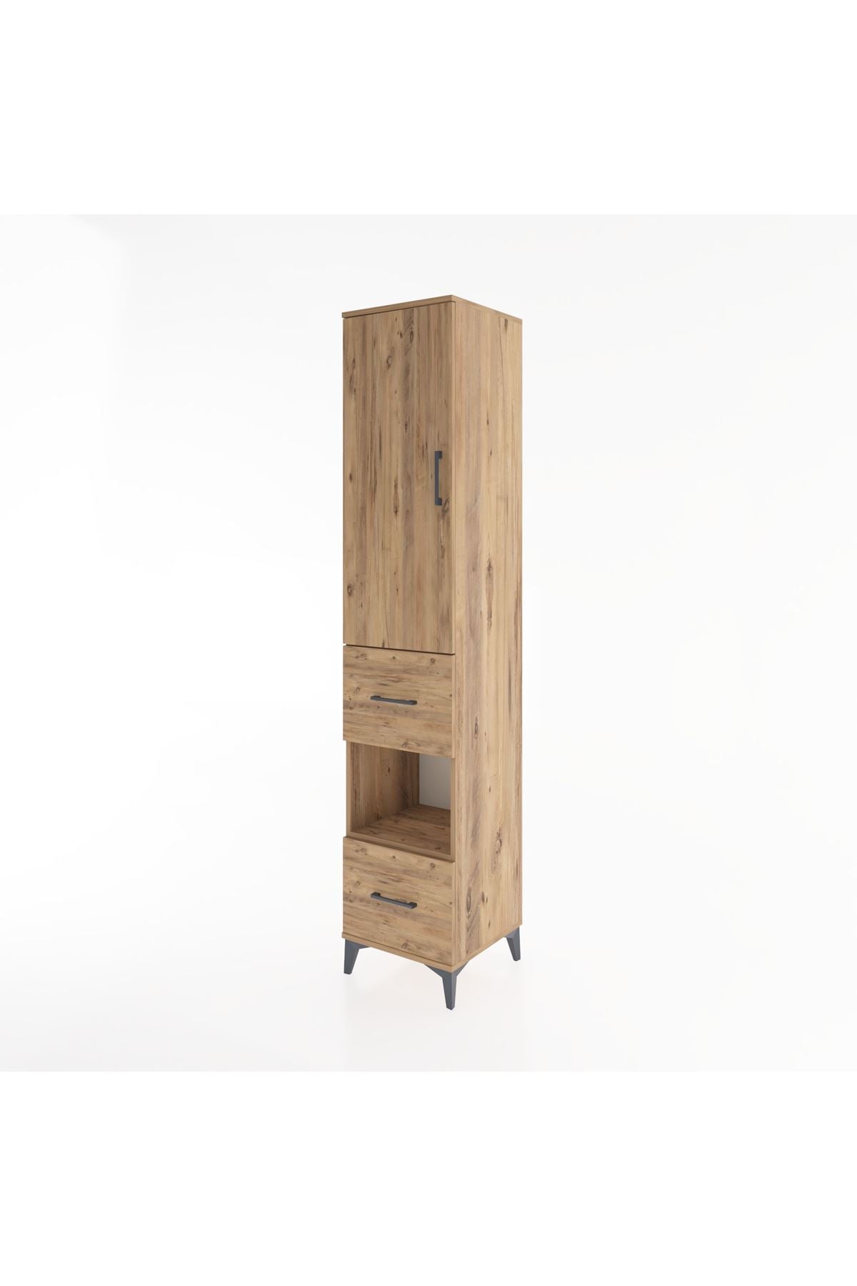 Hyperion Dolap 3 Raflı 2 Çekmeceli Tek Askılı 44x44x221 Çam-Çam