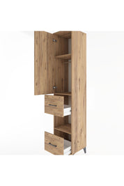 Hyperion Dolap 3 Raflı 2 Çekmeceli Tek Askılı 44x44x221 Çam-Çam