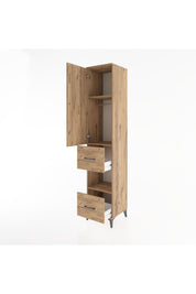 Hyperion Dolap 3 Raflı 2 Çekmeceli Tek Askılı 44x44x221 Çam-Çam