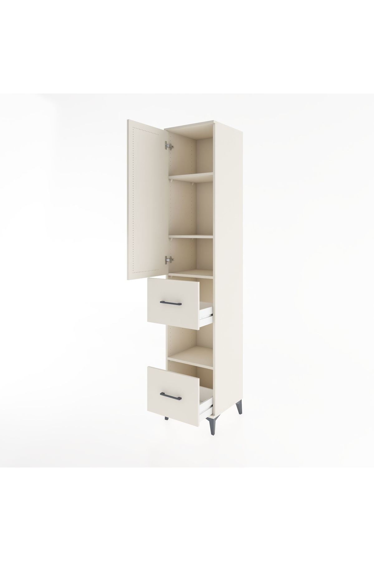 Hyperion Dolap 4 Raflı 2 Çekmeceli Tek Kapaklı 44x44x221 Aytaşı-Aytaşı