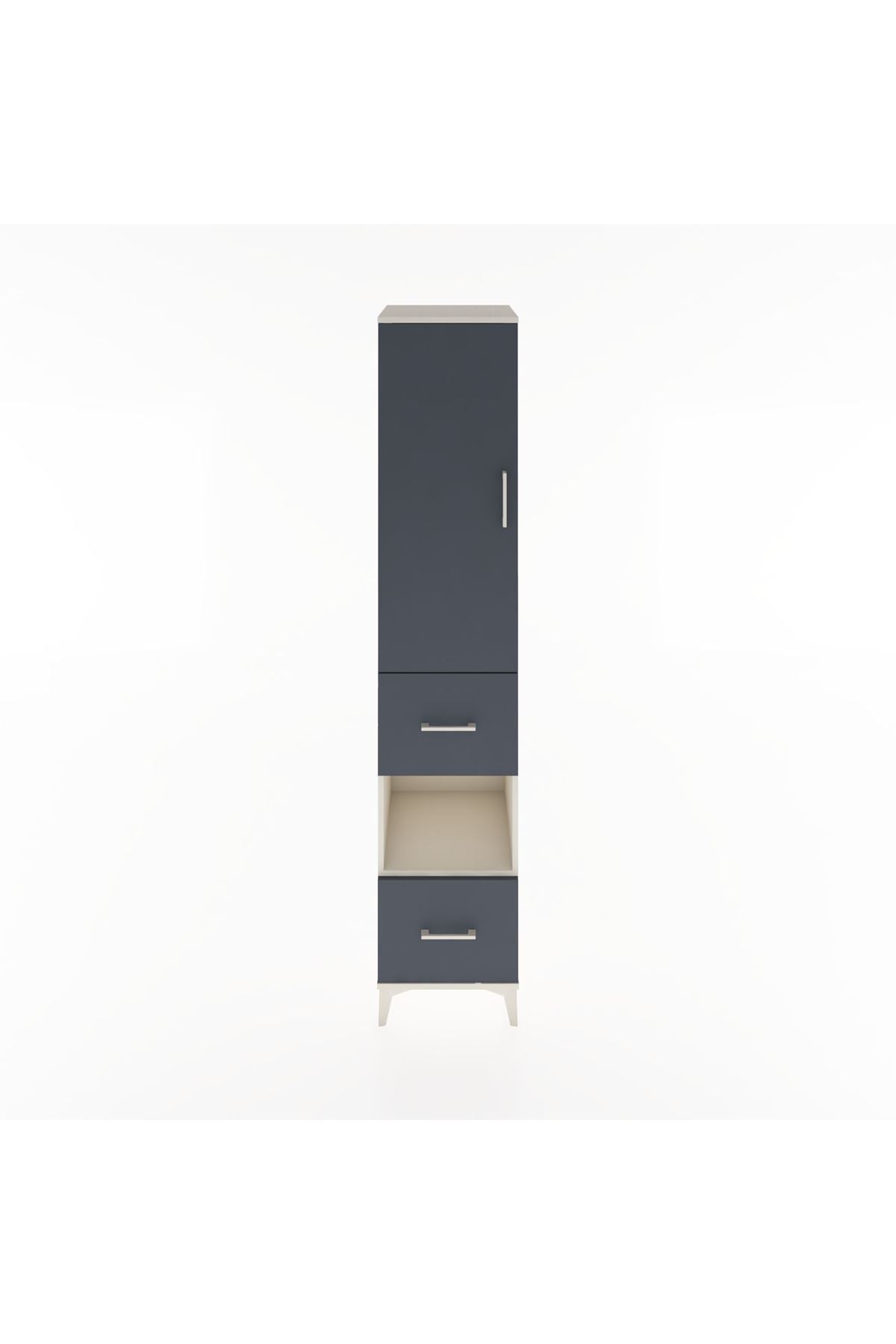 Hyperion Dolap 4 Raflı 2 Çekmeceli Tek Kapaklı 44x44x221 Aytaşı-Antrasit