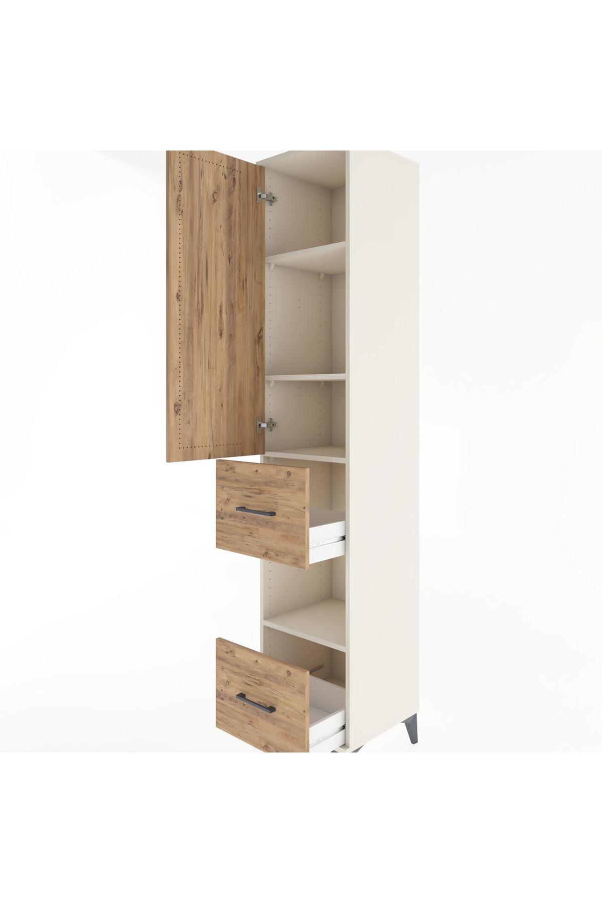 Hyperion Dolap 4 Raflı 2 Çekmeceli Tek Kapaklı 44x44x221 Aytaşı-Çam