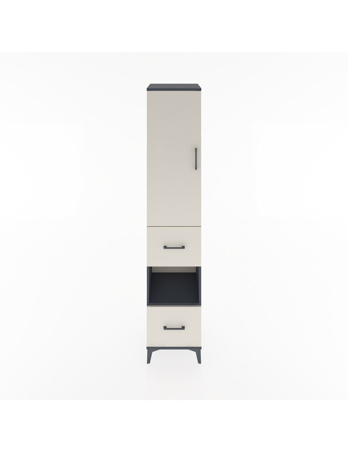 Hyperion Dolap 4 Raflı 2 Çekmeceli Tek Kapaklı 44x44x221 Antrasit-Aytaşı