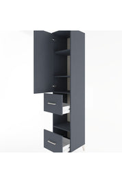 Hyperion Dolap 4 Raflı 2 Çekmeceli Tek Kapaklı 44x44x221 Antrasit-Antrasit