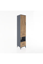 Hyperion Dolap 4 Raflı 2 Çekmeceli Tek Kapaklı 44x44x221 Antrasit-Çam