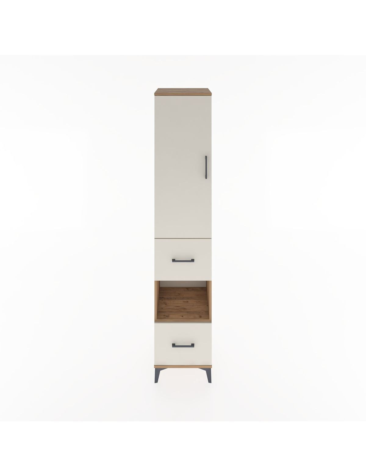 Hyperion Dolap 4 Raflı 2 Çekmeceli Tek Kapaklı 44x44x221 Çam-Aytaşı