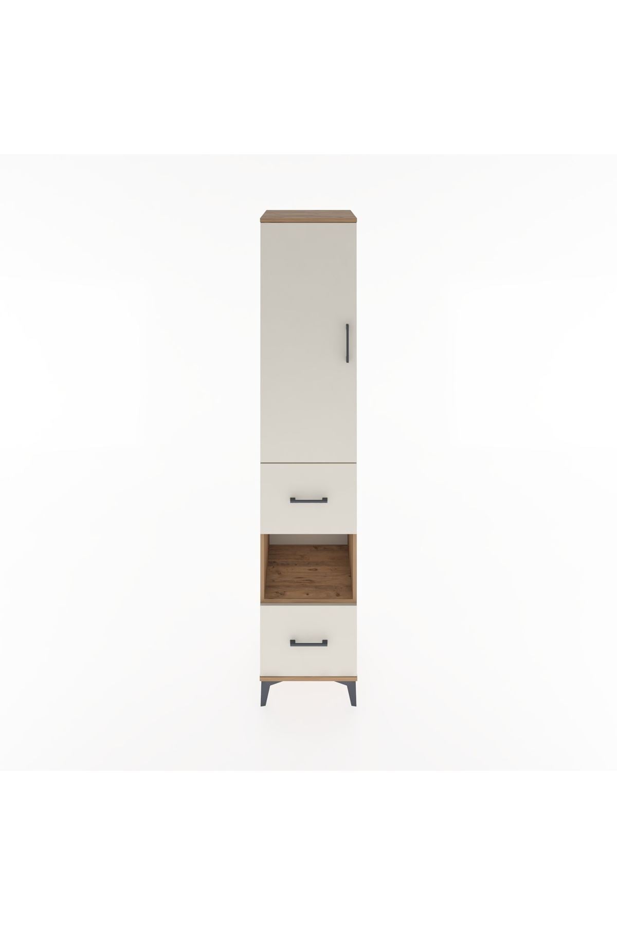 Hyperion Dolap 4 Raflı 2 Çekmeceli Tek Kapaklı 44x44x221 Çam-Aytaşı