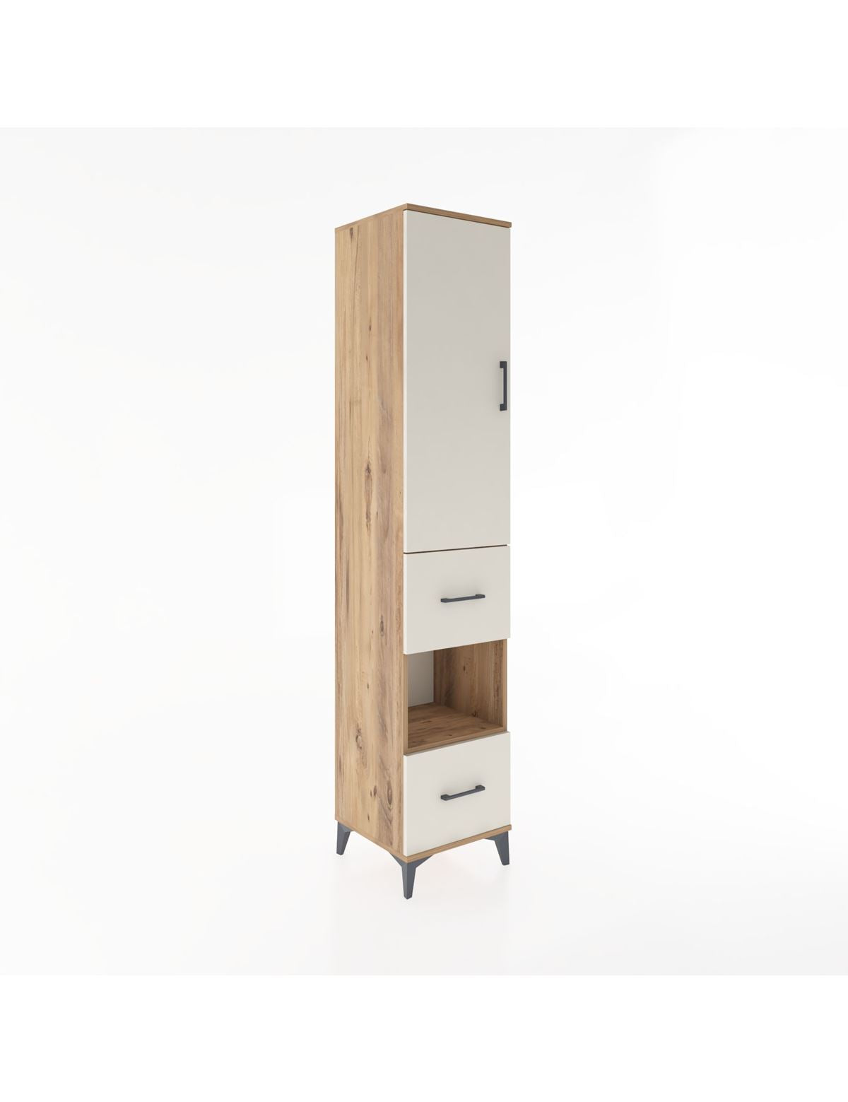 Hyperion Dolap 4 Raflı 2 Çekmeceli Tek Kapaklı 44x44x221 Çam-Aytaşı