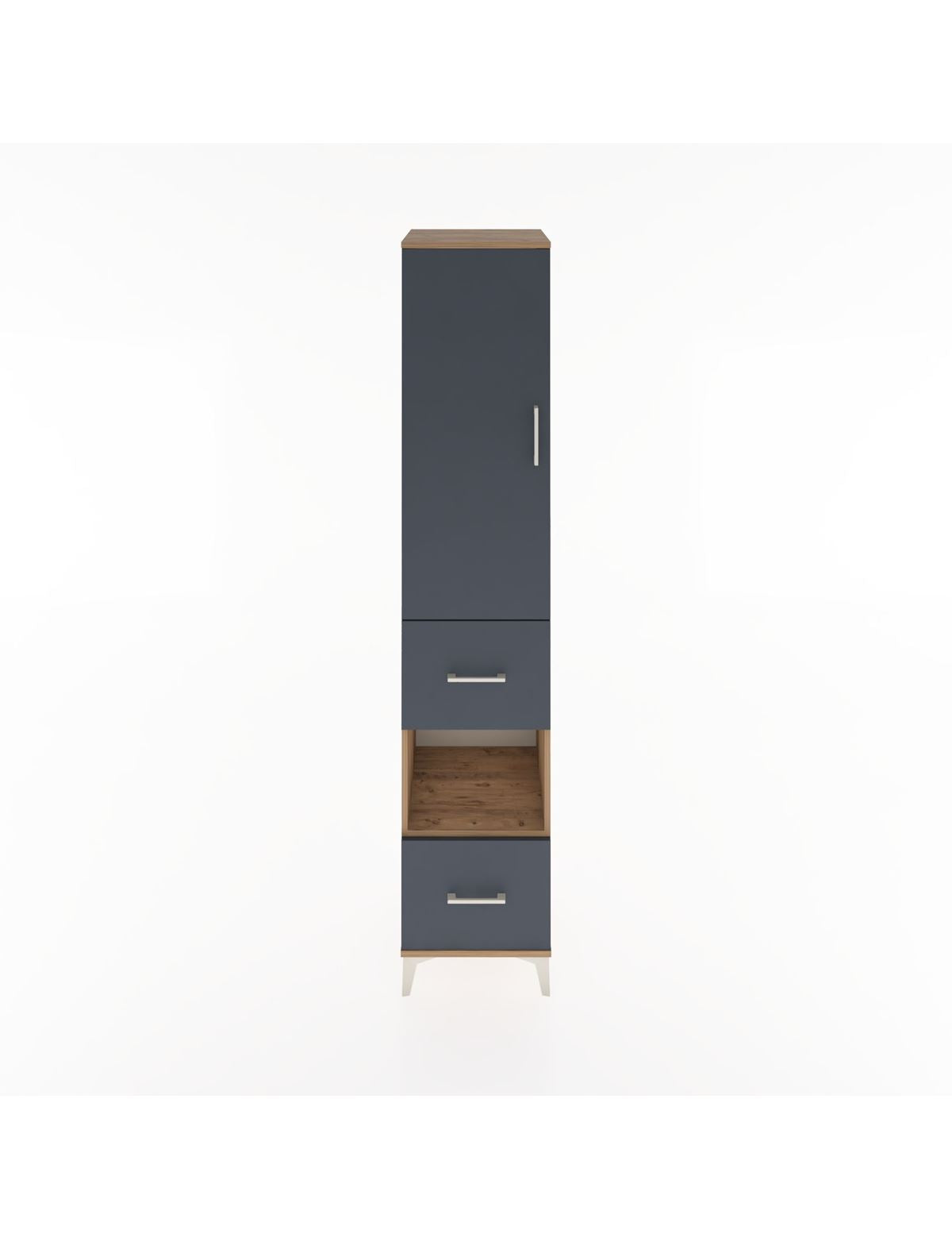 Hyperion Dolap 4 Raflı 2 Çekmeceli Tek Kapaklı 44x44x221 Çam-Antrasit