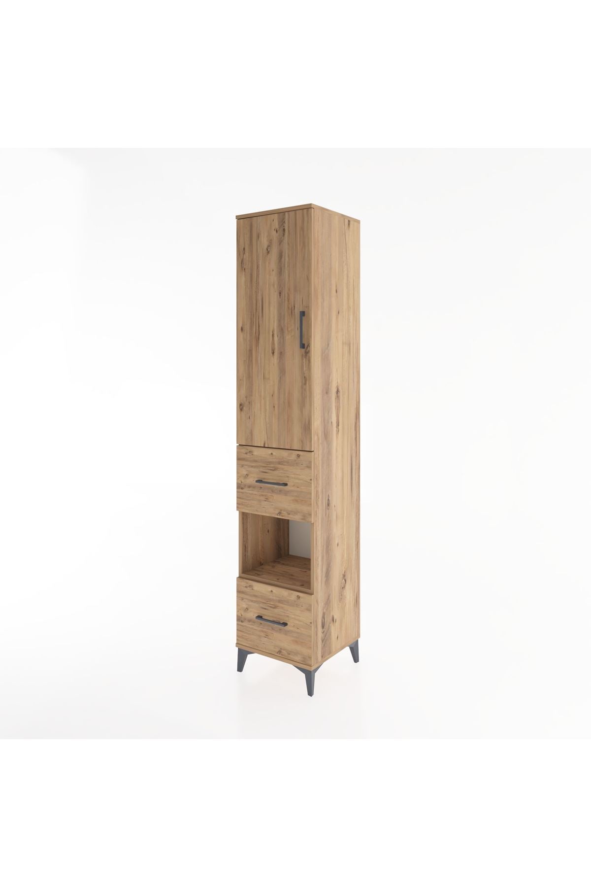 Hyperion Dolap 4 Raflı 2 Çekmeceli Tek Kapaklı 44x44x221 Çam-Çam