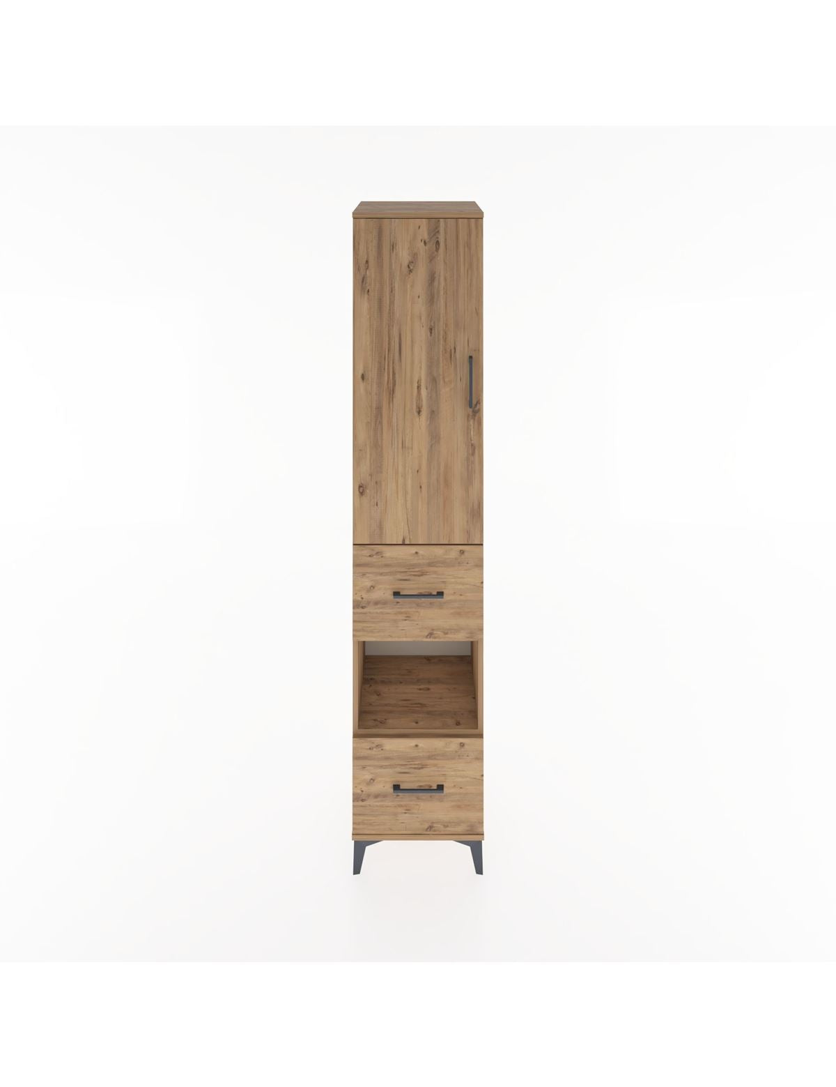 Hyperion Dolap 4 Raflı 2 Çekmeceli Tek Kapaklı 44x44x221 Çam-Çam