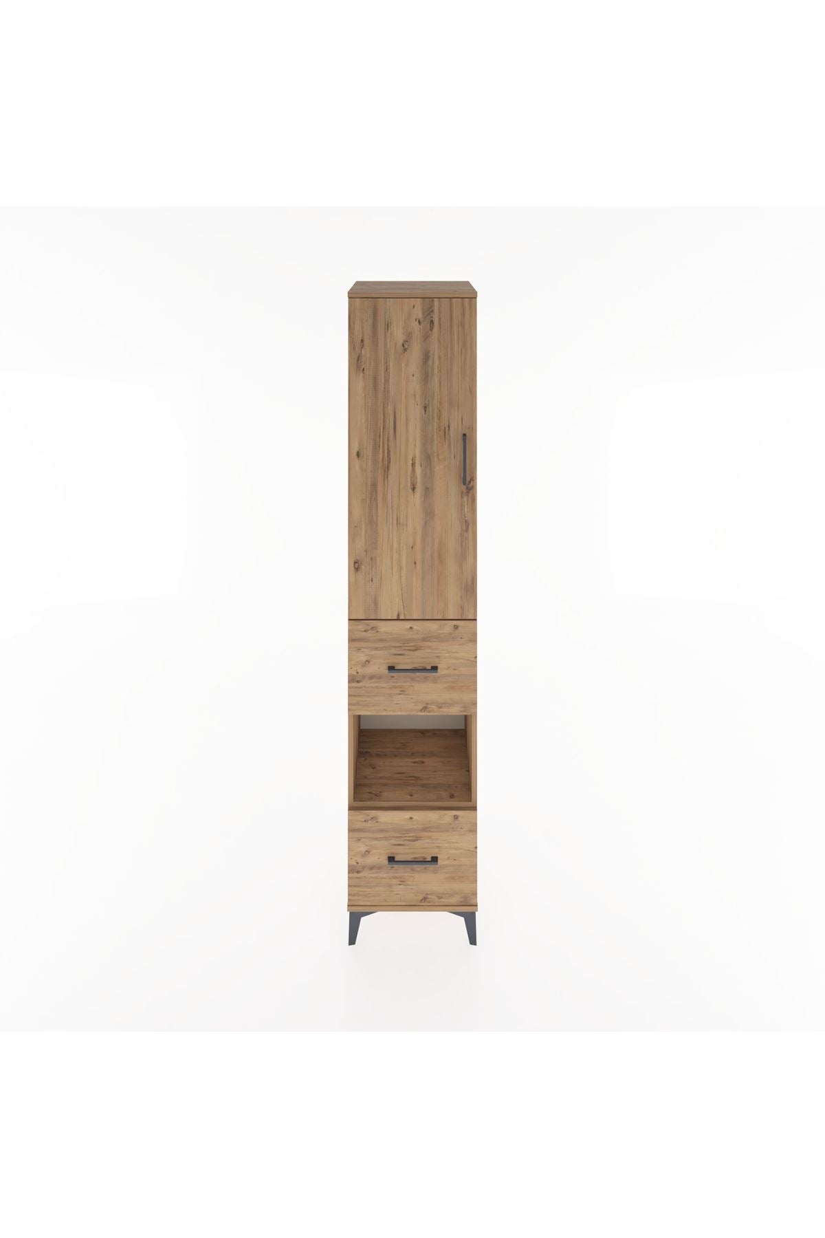 Hyperion Dolap 4 Raflı 2 Çekmeceli Tek Kapaklı 44x44x221 Çam-Çam