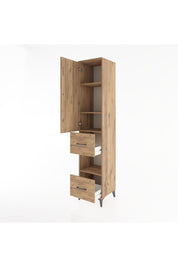 Hyperion Dolap 4 Raflı 2 Çekmeceli Tek Kapaklı 44x44x221 Çam-Çam